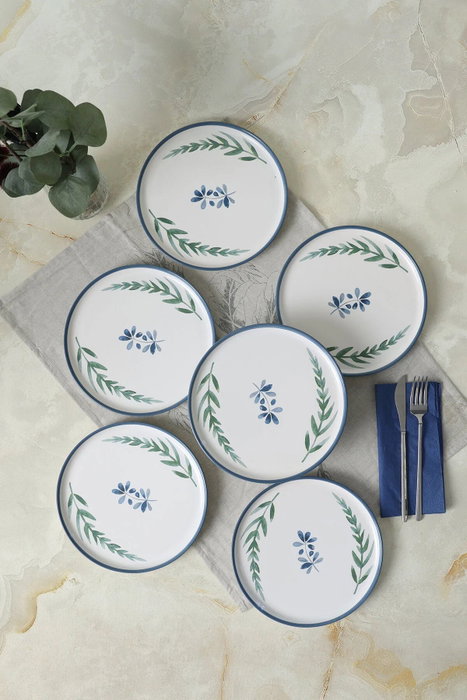 Hermia Juego de Servir Pasteles de 6 Piezas - Blanco, Azul y Verde Hermia Juego de Servir Pasteles de 6 Piezas - Blanco, Azul y Verde